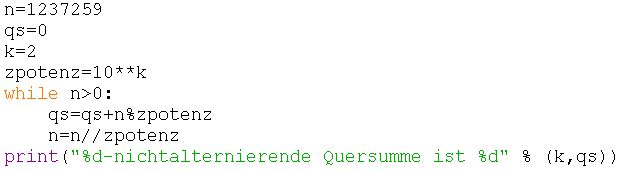 Quersummen - Python lernen