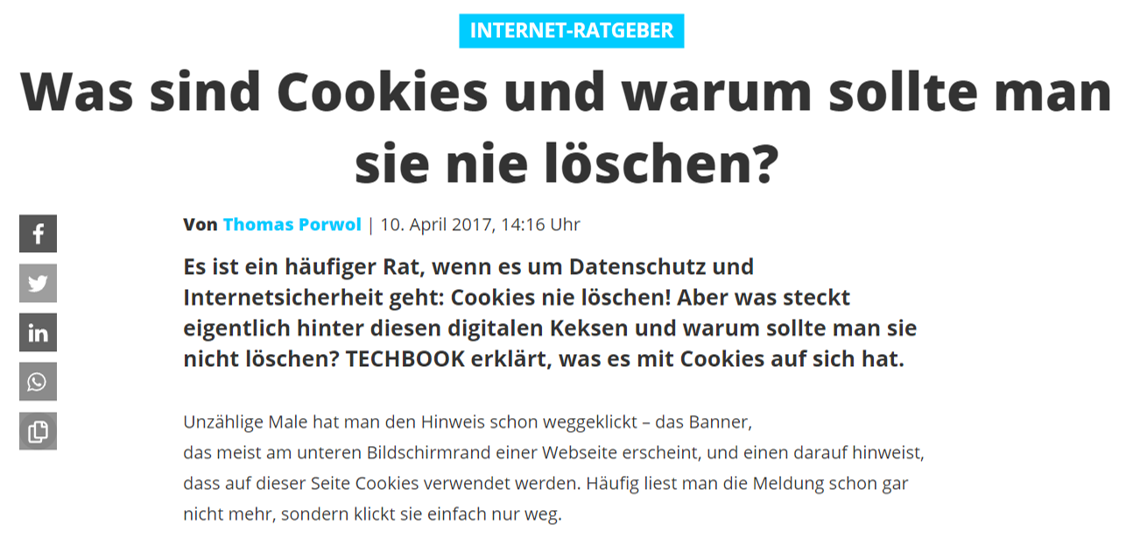 Webseite über Cookies
